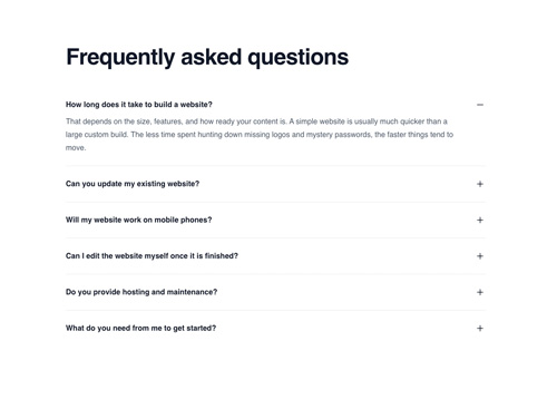 FAQ's accordion